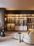 Dressing room with elegant bouclé daybed
